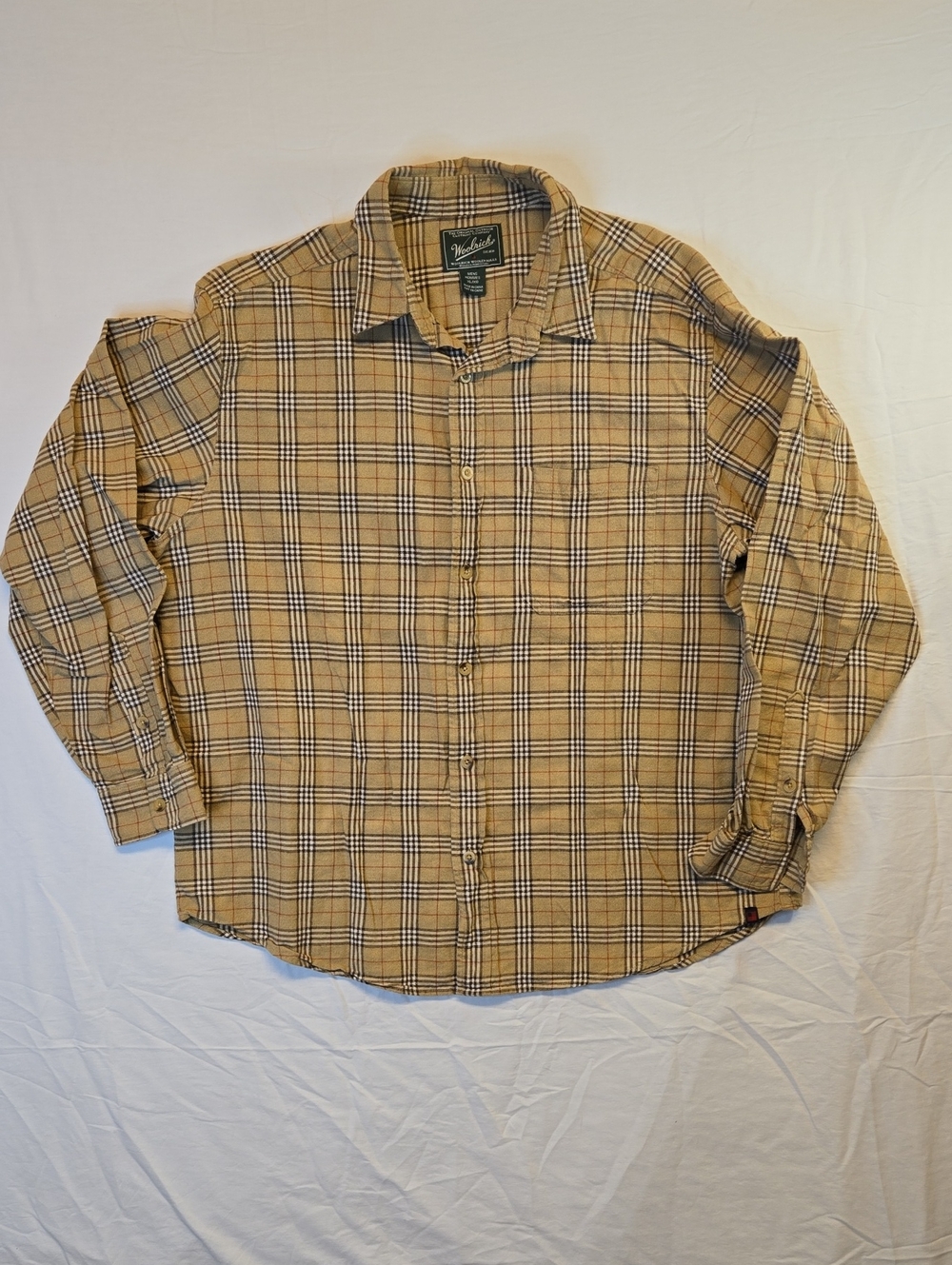 Woolrich Tan Plaid Long Sleeve Button Down Casual Shirt